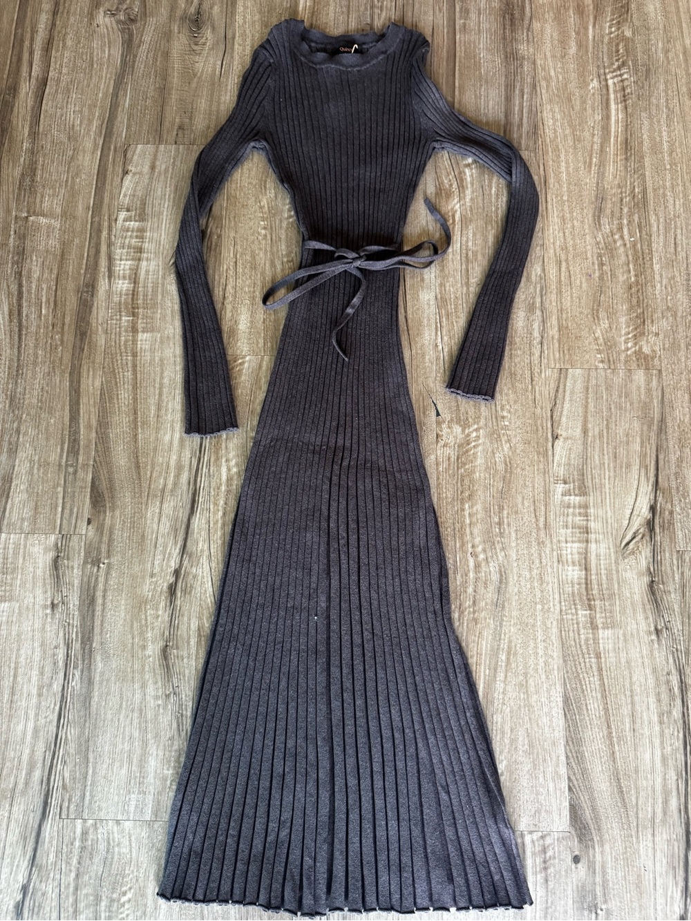 NWT Quince brown ribbed sweater midi dress size S